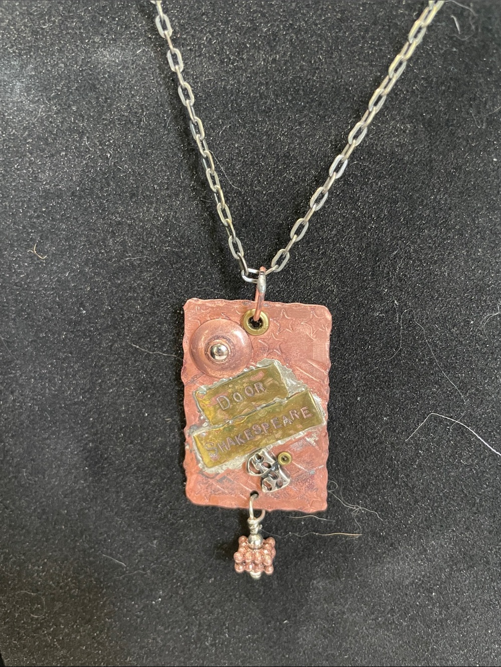Artisan crafted 2”x1” Hammered Copper Tag Necklace.  eBay $15